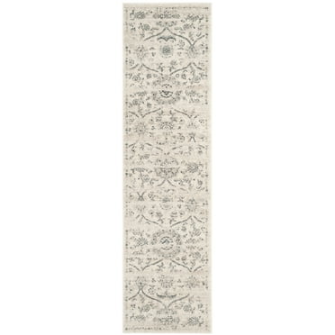 SAFAVIEH Carnegie Charlene Floral Bordered Runner Rug, Cream/Light Grey, 2'3" x 8'