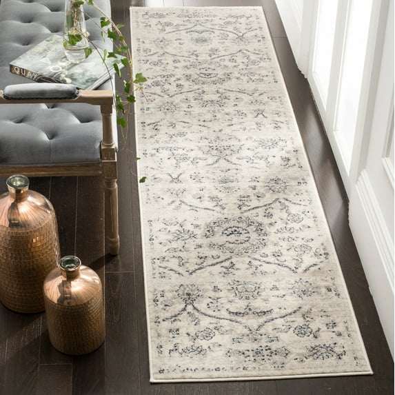 SAFAVIEH Carnegie Charlene Distressed Runner Rug, Cream/Light Gray, 2'3" x 8'