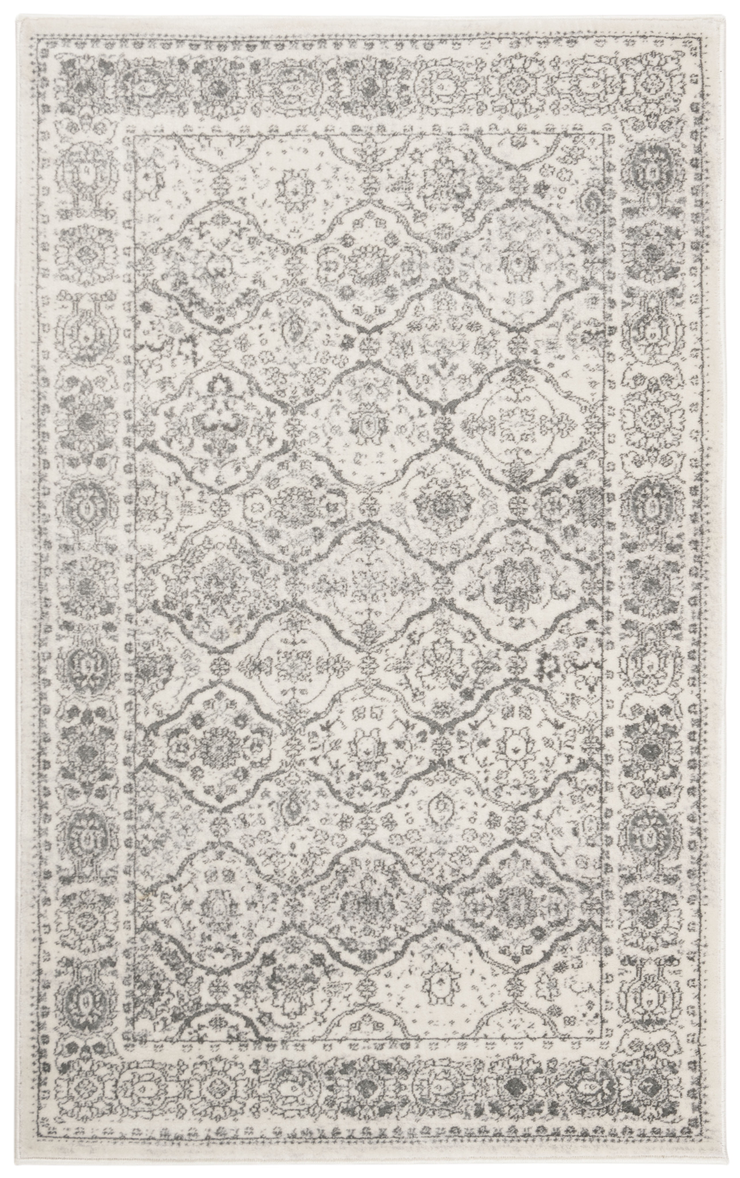 SAFAVIEH Carnegie Cherette Traditional Area Rug, Cream/Dark Grey, 3' x