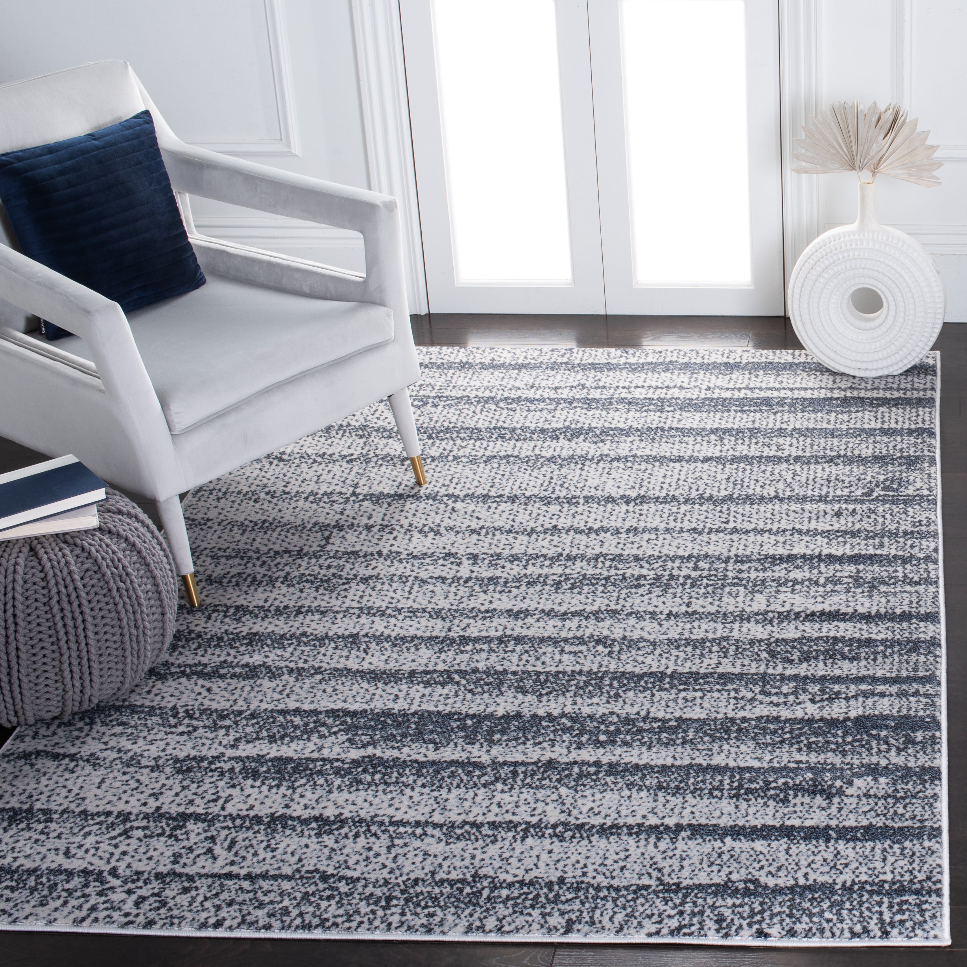 SAFAVIEH Carnegie Constantina Striped Area Rug, Gray/Navy, 9' x 12'