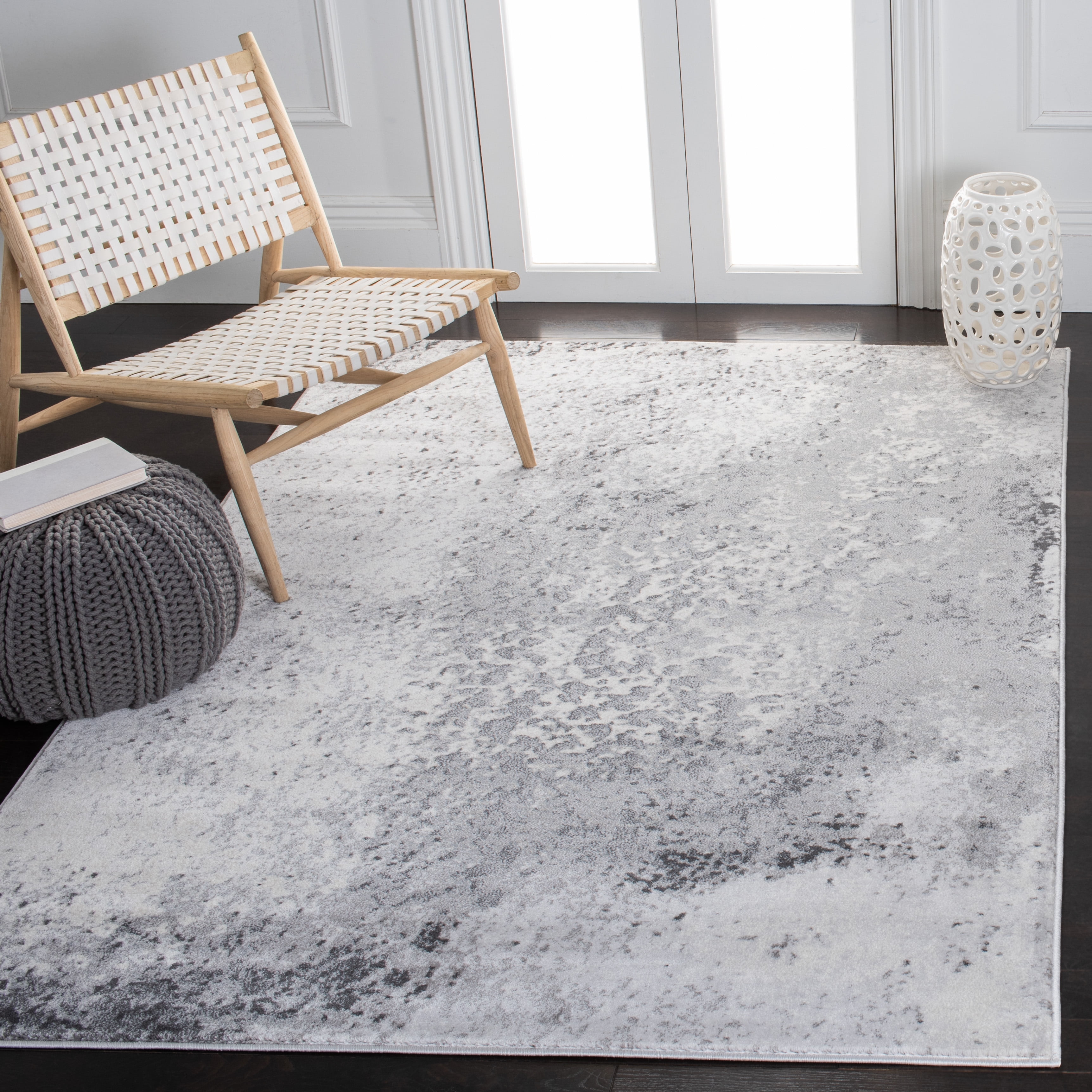 SAFAVIEH Carnegie Jaye Modern Area Rug, Ivory/Gray, 9' x 12'