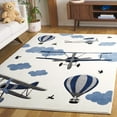thumbnail image 1 of SAFAVIEH Carousel Kids Biplanes in the Sky Area Rug, Ivory/Blue, 5'3" x 5'3" Square, 1 of 11