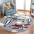 thumbnail image 1 of SAFAVIEH Carousel Kids Biplanes in the Sky Area Rug, Light Gray/Red, 8' x 8' Round, 1 of 10