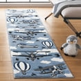 thumbnail image 1 of SAFAVIEH Carousel Kids Biplanes in the Sky Runner Rug, Blue/Ivory, 2' x 8', 1 of 10