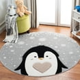 thumbnail image 1 of SAFAVIEH Carousel Kids Penguin in the Snow Area Rug, Light Gray/Black, 5'3" x 5'3" Round, 1 of 10