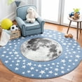 thumbnail image 1 of SAFAVIEH Carousel Kids Moon in the Stars Area Rug, Light Blue/Gray, 4' x 4' Round, 1 of 11