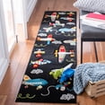 thumbnail image 1 of SAFAVIEH Carousel Kids Caroline Airplanes Runner Rug, Black/Ivory, 2' x 8', 1 of 11