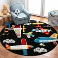 thumbnail image 1 of SAFAVIEH Carousel Kids Caroline Airplanes Area Rug, Black/Ivory, 5'3" x 5'3" Round, 1 of 11