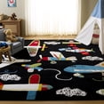 thumbnail image 1 of SAFAVIEH Carousel Kids Caroline Airplanes Area Rug, Black/Ivory, 9' x 12', 1 of 11
