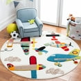 thumbnail image 1 of SAFAVIEH Carousel Kids Caroline Airplanes Area Rug, Ivory/Blue, 5'3" x 5'3" Round, 1 of 11