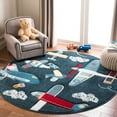 thumbnail image 1 of SAFAVIEH Carousel Kids Caroline Airplanes Area Rug, Navy/Ivory, 6'7" x 6'7" Round, 1 of 10