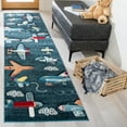thumbnail image 1 of SAFAVIEH Carousel Kids Caroline Airplanes Runner Rug, Navy/Ivory, 2' x 8', 1 of 10