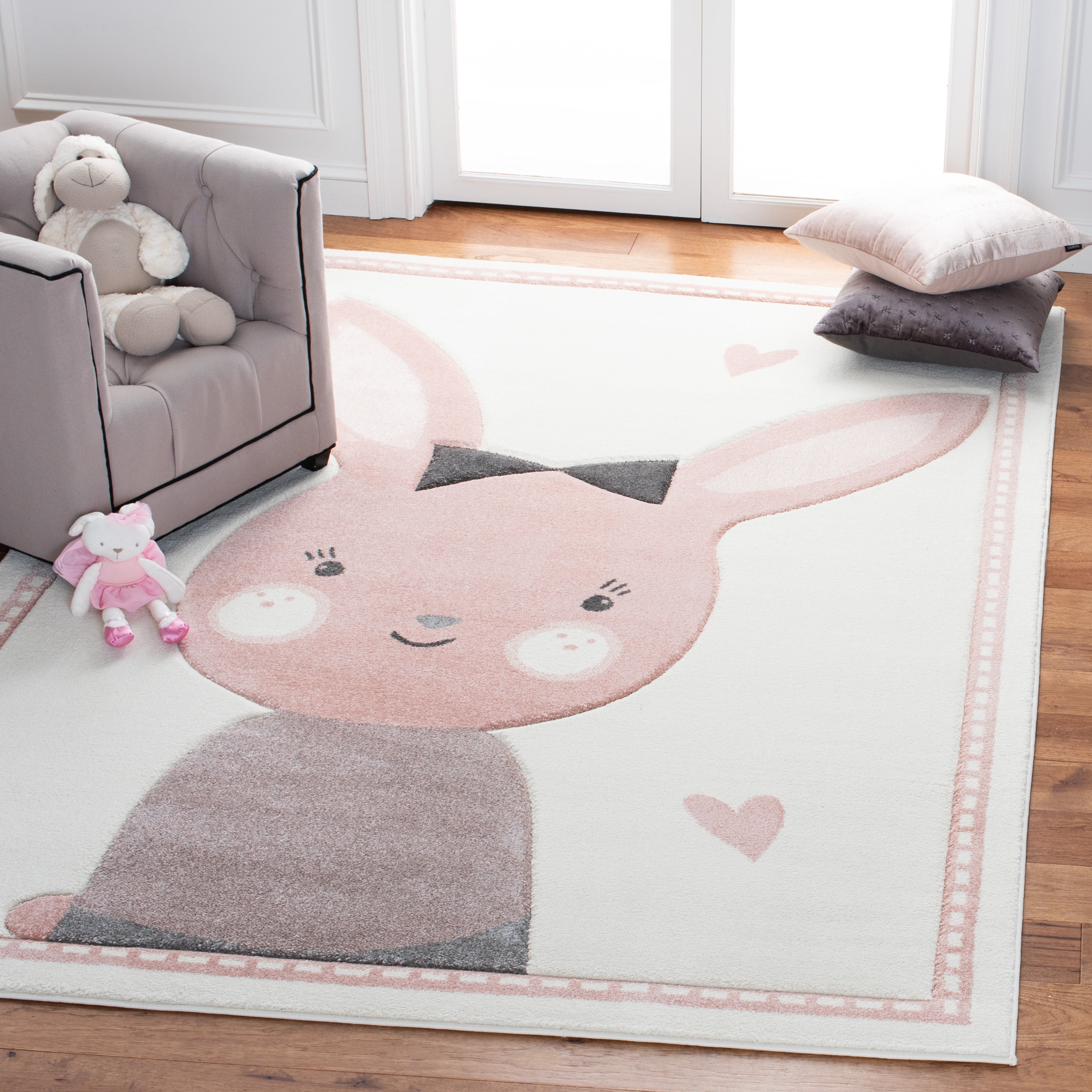 Safavieh Carousel Kids Bunny 5 x 5 Pink/Ivory Square Indoor Kids Area Rug Safavieh Carousel Kids Bunny 5 x 5 Pink/Ivory Square Indoor Kids Area Rug