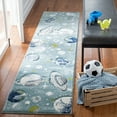 thumbnail image 1 of SAFAVIEH Carousel Kids World of Planets Runner Rug, Teal/Ivory, 2' x 8', 1 of 11