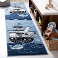 thumbnail image 1 of SAFAVIEH Carousel Kids Patton Animals on Board Runner Rug, Blue/Gray, 2'3" x 6', 1 of 10