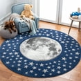 thumbnail image 1 of SAFAVIEH Carousel Kids Moon in the Stars Area Rug, Navy/Gray, 8' x 8' Round, 1 of 11