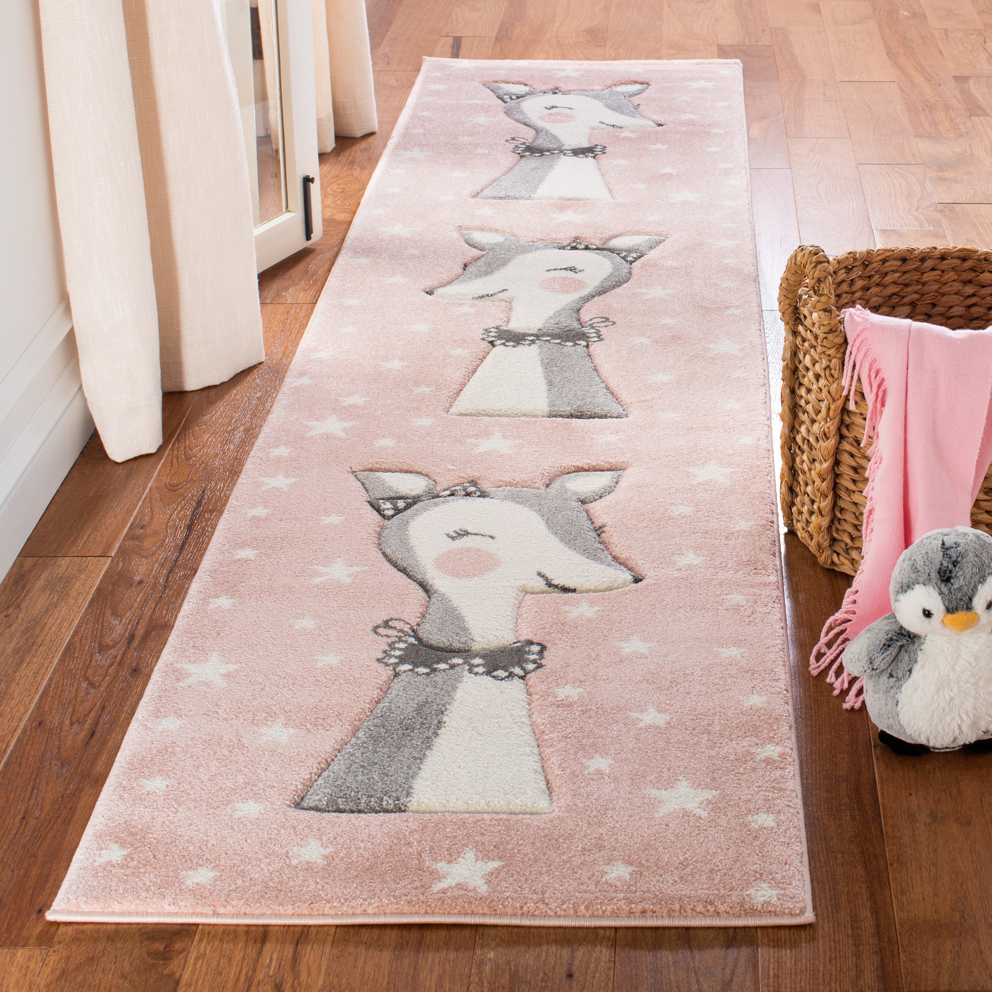 Whimsical Ivory Shape 28" Kids Hand-Knotted Area Rug