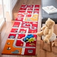 thumbnail image 1 of SAFAVIEH Carousel Kids Devan Train Track Runner Rug, Red/Ivory, 2' x 8', 1 of 11
