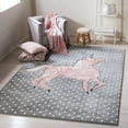 thumbnail image 1 of SAFAVIEH Carousel Kids Dalach Unicorn Area Rug, Gray/Ivory/Pink, 3' x 3' Square, 1 of 11
