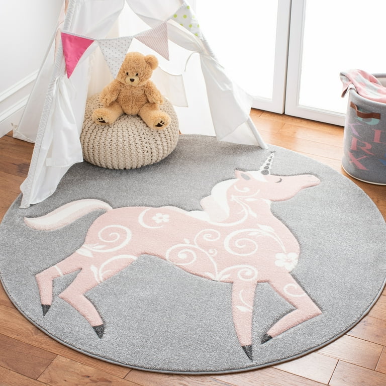 Safavieh Carousel Kids Montage 5 x 5 Pink/Ivory Round Indoor Kids Area Rug Safavieh Carousel Kids Montage 5 x 5 Pink/Ivory Round Indoor Kids Area Rug