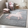 thumbnail image 1 of SAFAVIEH Carousel Kids Dalach Unicorn Area Rug, Gray/Pink, 6'7" x 9', 1 of 11