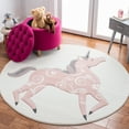 thumbnail image 1 of SAFAVIEH Carousel Kids Dalach Unicorn Area Rug, Ivory/Pink, 6'7" x 6'7" Round, 1 of 11