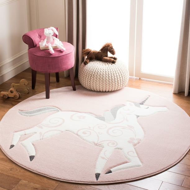 Safavieh Carousel Kids Montage 5 x 5 Pink/Ivory Round Indoor Kids Area Rug Safavieh Carousel Kids Montage 5 x 5 Pink/Ivory Round Indoor Kids Area Rug