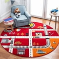 thumbnail image 1 of SAFAVIEH Carousel Kids Devan Train Track Area Rug, Red/Ivory, 5'3" x 5'3" Round, 1 of 11