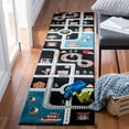 thumbnail image 1 of SAFAVIEH Carousel Kids Devan Train Track Runner Rug, Black/Ivory, 2'3" x 6', 1 of 11