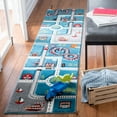 thumbnail image 1 of SAFAVIEH Carousel Kids Devan Train Track Runner Rug, Turquoise/Ivory, 2'3" x 6', 1 of 11