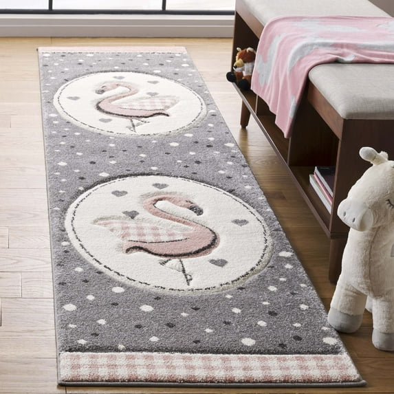 SAFAVIEH Carousel Kids Dina Flamingo Animal Print Runner Rug, Pink/Ivory, 2' x 8'