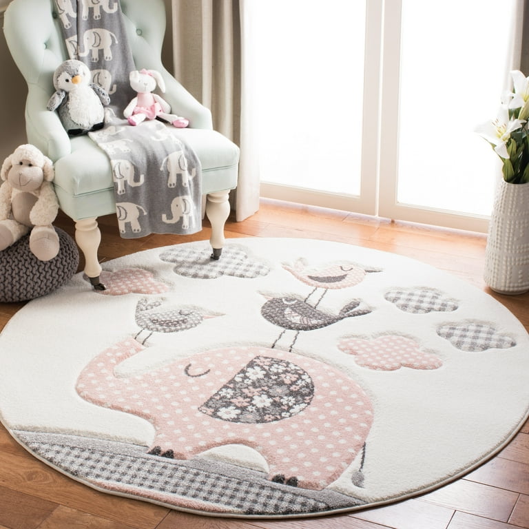 Safavieh Carousel Kids Elephant 5 x 5 Gray/Ivory Square Indoor Kids Area Rug Safavieh Carousel Kids Elephant 5 x 5 Gray/Ivory Square Indoor Kids Area Rug