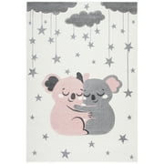 SAFAVIEH Carousel Kids Hugging Koalas Area Rug, Ivory/Pink, 5'3" x 7'6"