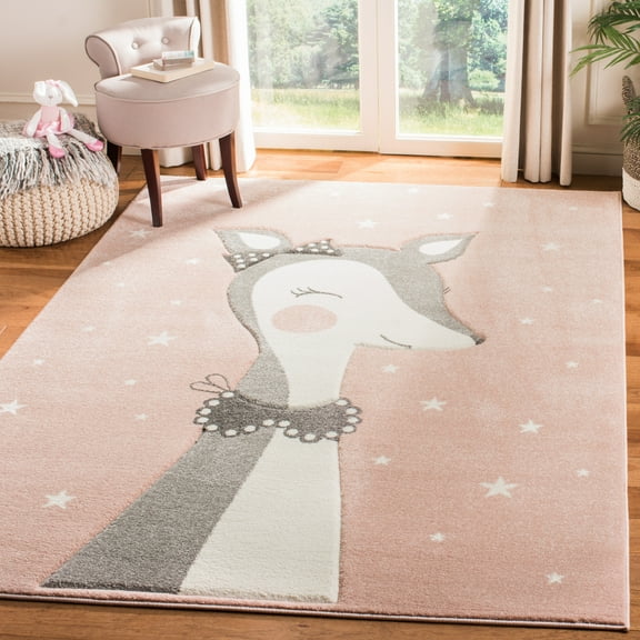 SAFAVIEH Carousel Kids Mariam Happy Deer Area Rug, Pink/Ivory, 2'3" x 4'
