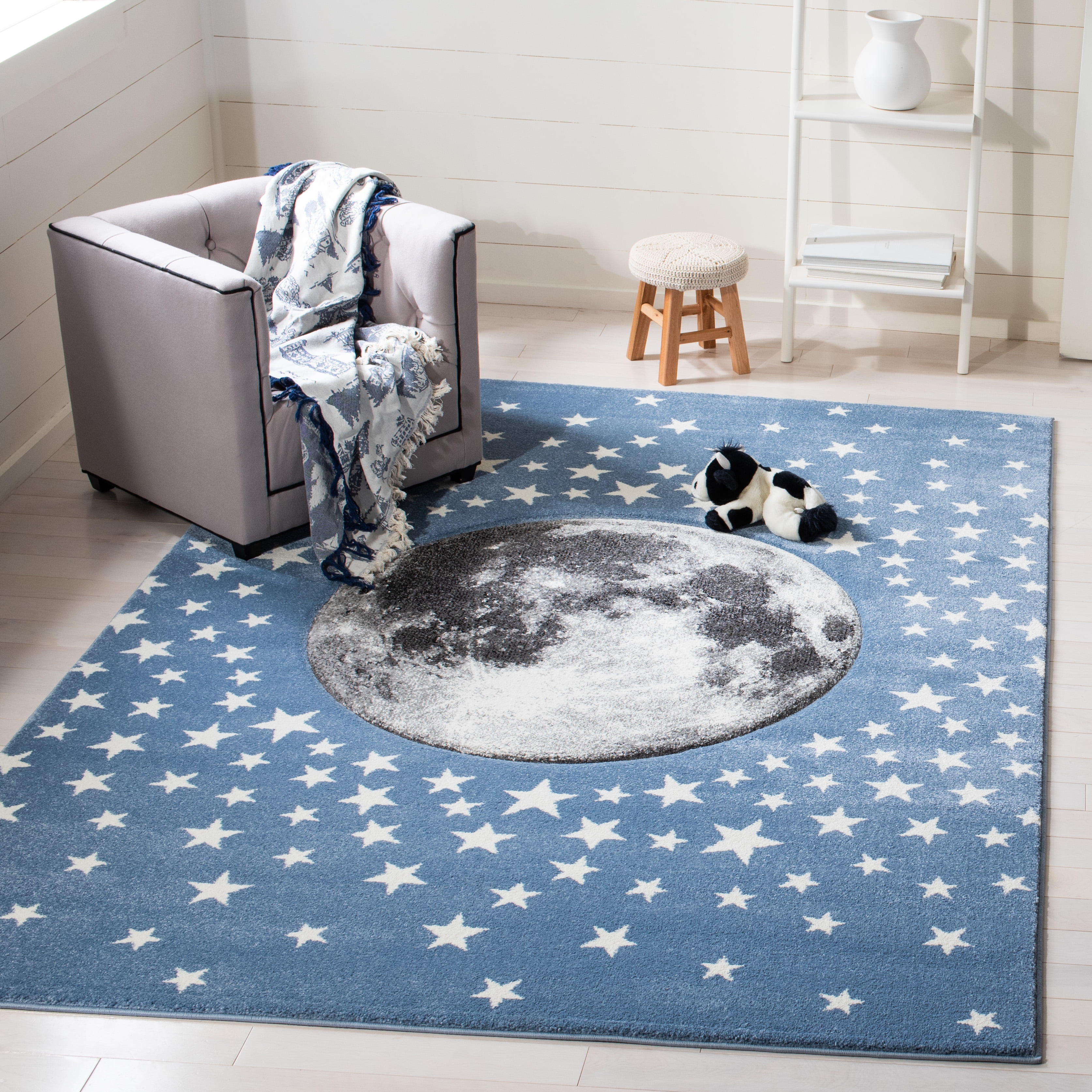 Stellar Playtime Round Synthetic Kids Rug in Grey - 8' Diameter