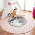 thumbnail image 1 of SAFAVIEH Carousel Kids Moon in the Stars Area Rug, Pink/Gray, 5'3" x 5'3" Round, 1 of 12