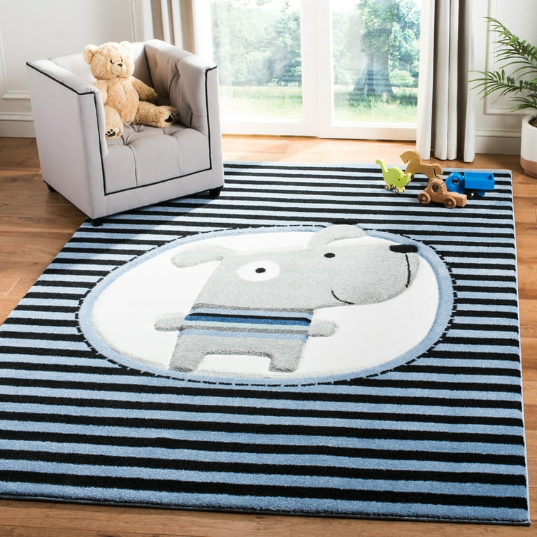 Safavieh Carousel Kids Navy/Ivory 4 ft. x 4 ft. Striped Square Area Rug