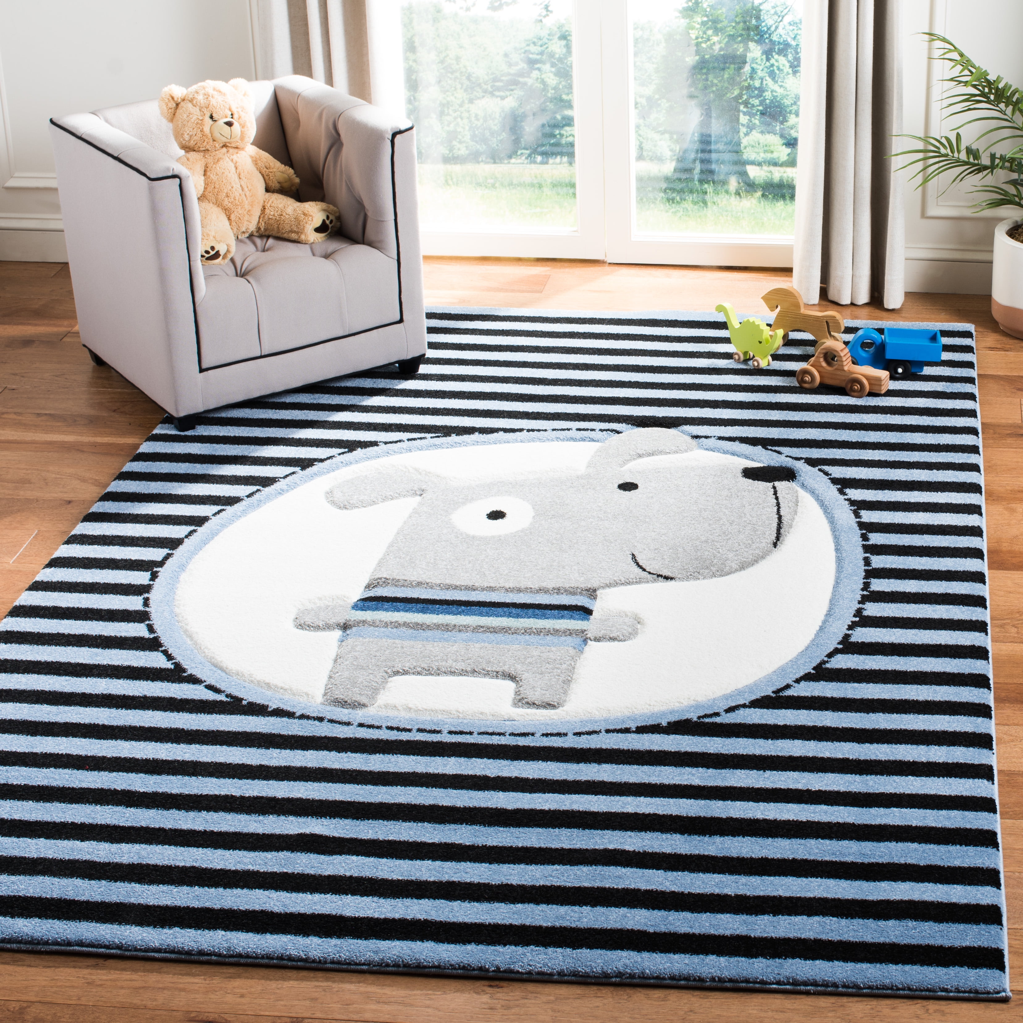 Safavieh Carousel Kids Puppy 5 x 5 Navy/Ivory Square Indoor Kids Area Rug Safavieh Carousel Kids Puppy 5 x 5 Navy/Ivory Square Indoor Kids Area Rug