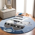 thumbnail image 1 of SAFAVIEH Carousel Kids Patton Animals on Board Area Rug, Blue/Gray, 5'3" x 5'3" Round, 1 of 10