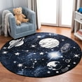 thumbnail image 1 of SAFAVIEH Carousel Kids Planets and Stars Area Rug, Dark Blue/Light Blue, 4' x 4' Round, 1 of 10