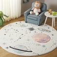 thumbnail image 1 of SAFAVIEH Carousel Kids Planets and Stars Area Rug, Ivory/Orange, 5'3" x 5'3" Round, 1 of 10