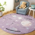thumbnail image 1 of SAFAVIEH Carousel Kids Planets and Stars Area Rug, Purple/Orange, 5'3" x 5'3" Round, 1 of 10