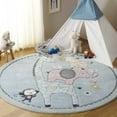 thumbnail image 1 of SAFAVIEH Carousel Kids Taneka Animals at Play Area Rug, Blue, 6'7" x 6'7" Round, 1 of 10