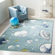 SAFAVIEH Carousel Kids World of Planets Area Rug, Teal/Ivory, 2' x 3'