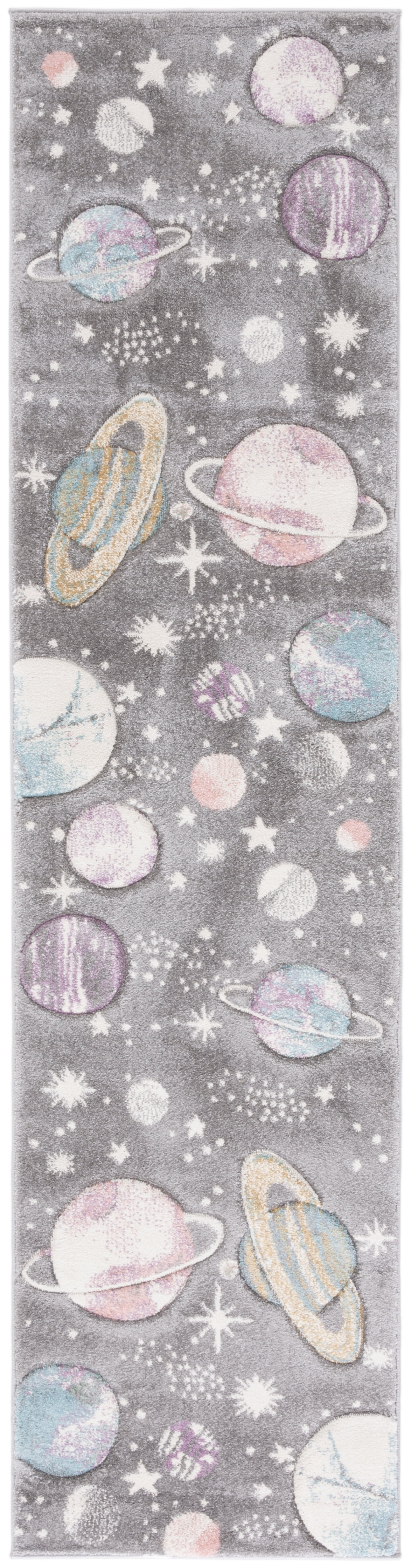 Enchanted Playtime Grey/Lavender Synthetic Kids' Rug 28"x10"