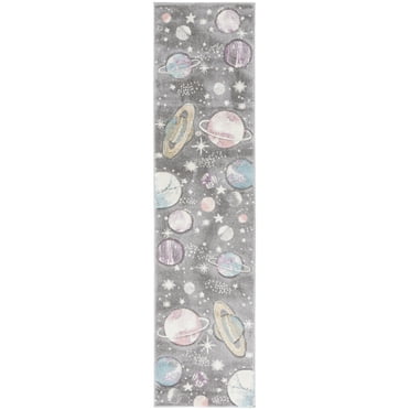 SAFAVIEH Carousel Kids World of Planets Runner Rug, Grey/Lavender, 2'3" x 12'