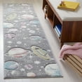 thumbnail image 1 of SAFAVIEH Carousel Kids World of Planets Runner Rug, Gray/Lavender, 2' x 8', 1 of 9