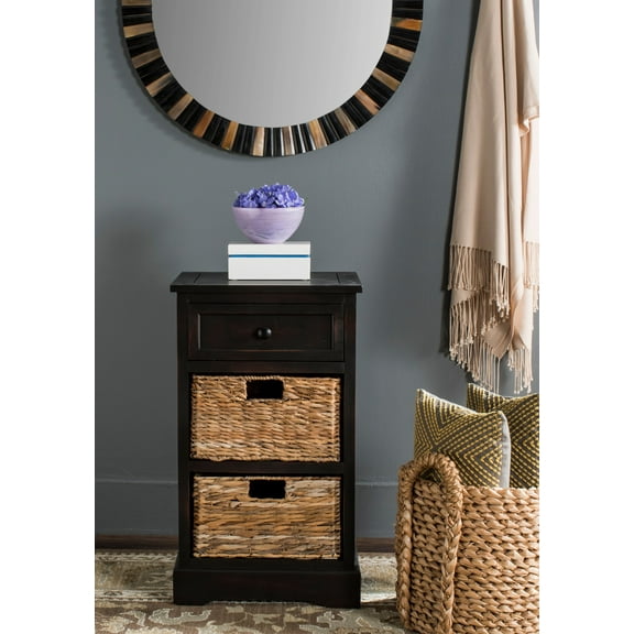 SAFAVIEH Carrie 1 Drawer Storage Side Table with 2 Baskets, Brown