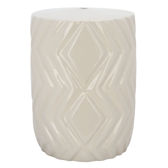 SAFAVIEH Carsyn 18" Modern Geometric Ceramic Garden Stool, Ivory