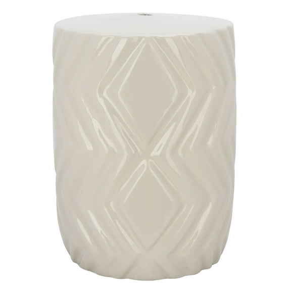 SAFAVIEH Carsyn 18" Modern Geometric Ceramic Garden Stool, Ivory